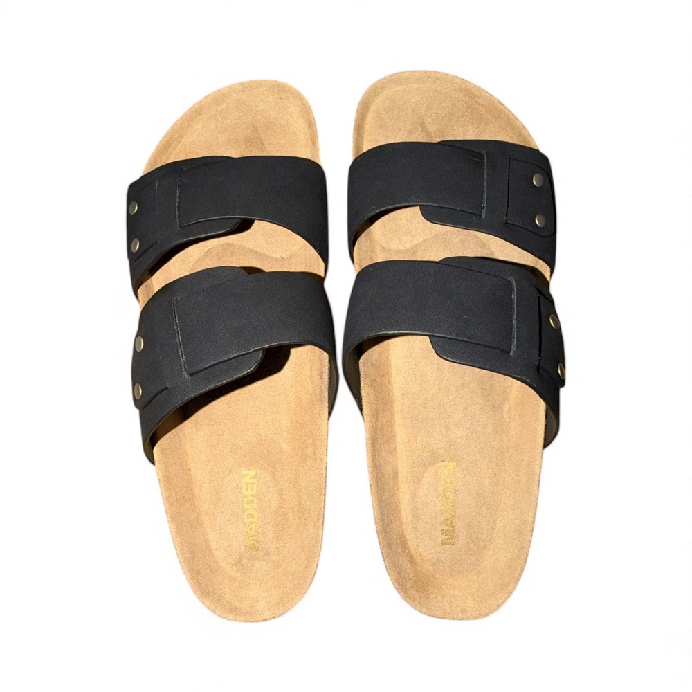 Madden‎ Men's Pompin Black Suede Slide Sandals Cork Sole, Size 8, NIB